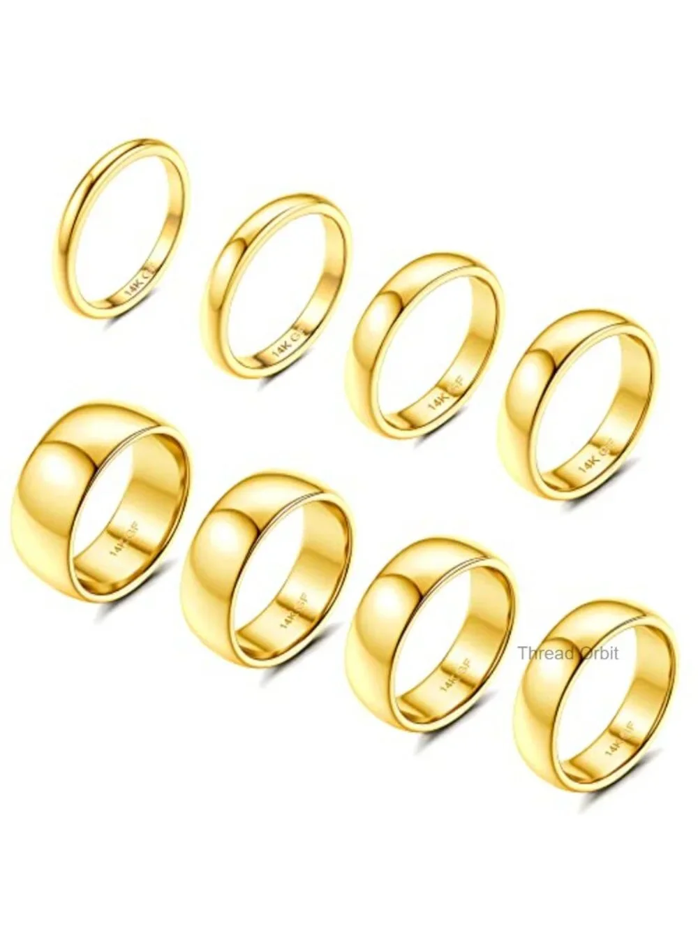 8Pcs Stainless Steel Stacking Rings Set Gold Plated Comfort Fit